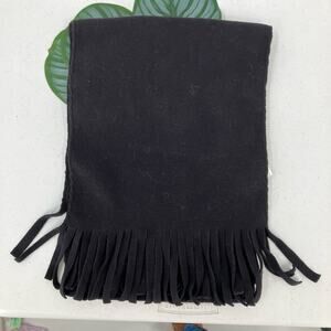 Unbranded Black Fleece Fringe Accent Wide Youth One Size Winter Rectangle Scarf